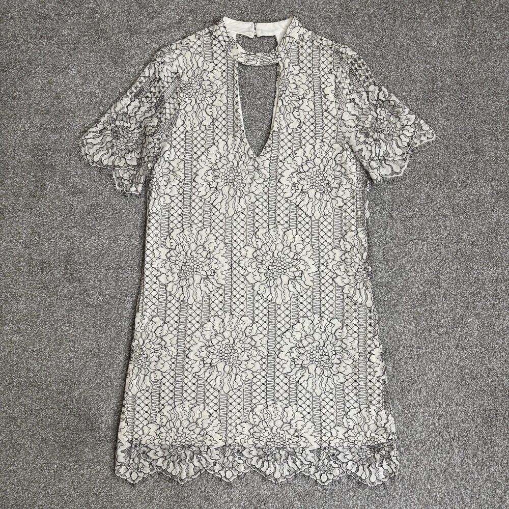 Socialite Dress Womens Small White Lace Floral V Neck Shift Mini Party Nordstrom